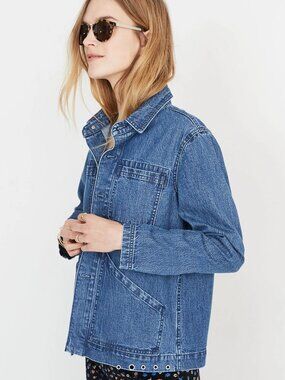 Madewell Denim Patch Pocket Chore Coat MEDIUM women jeans